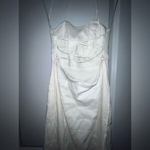 Zara Cream Strapless Slip Dress with Crisscross Back